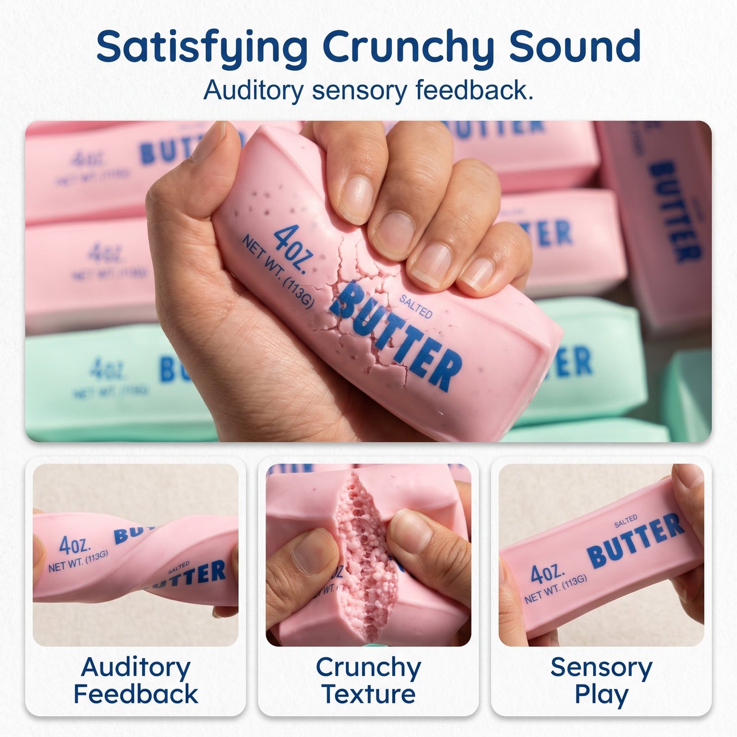 🔥Last Day BUY 1 GET 1 FREE🧈 Crunchy Sound Butter Bar – Stress Relief Squishy Toy, TPR, Portable Fidget