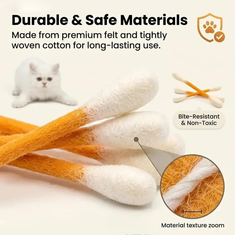 💥LAST DAY SALE 49% OFF💥 6 Pack Giant Cotton Swab Shaped Felt Cat Chew Toys