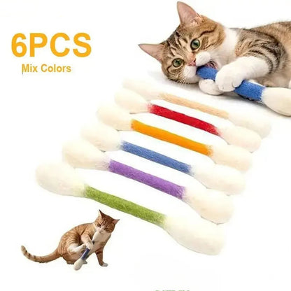 💥LAST DAY SALE 49% OFF💥 6 Pack Giant Cotton Swab Shaped Felt Cat Chew Toys