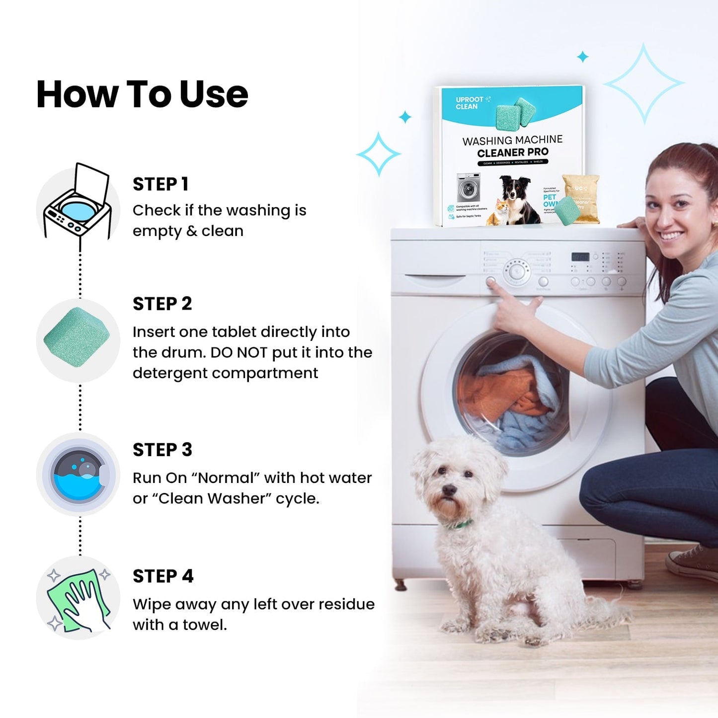 🐾 Pet-Safe Washing Machine Cleaner Tablets – 24 Pack