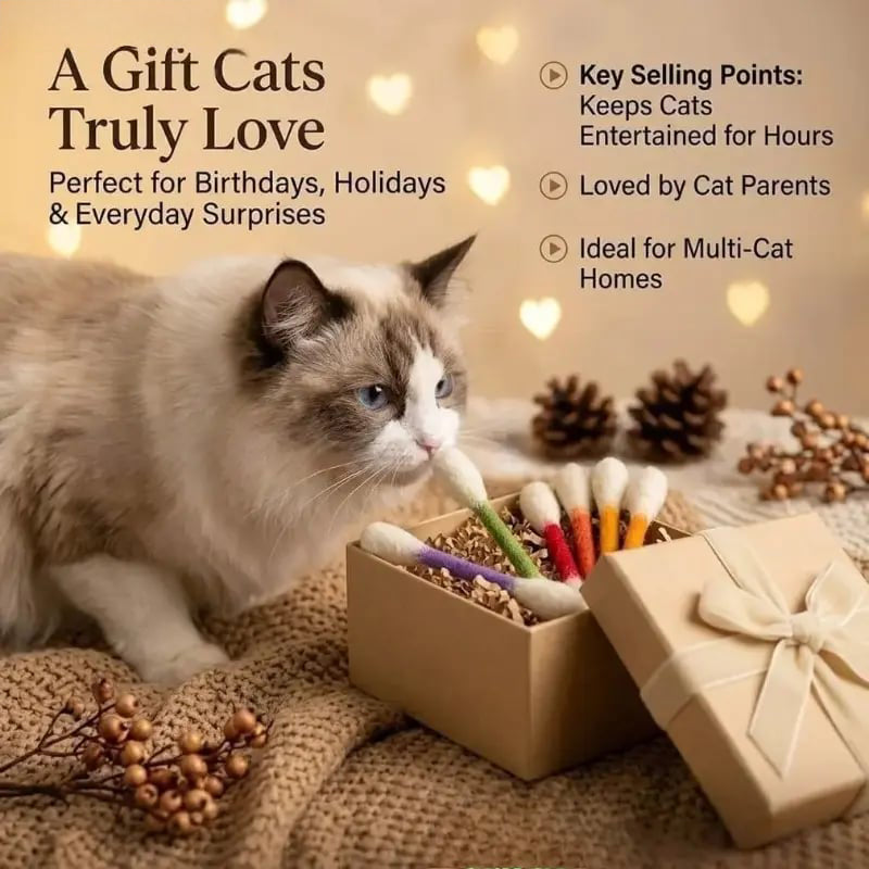💥LAST DAY SALE 49% OFF💥 6 Pack Giant Cotton Swab Shaped Felt Cat Chew Toys