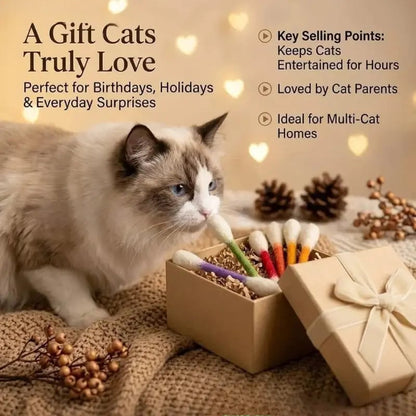 💥LAST DAY SALE 49% OFF💥 6 Pack Giant Cotton Swab Shaped Felt Cat Chew Toys