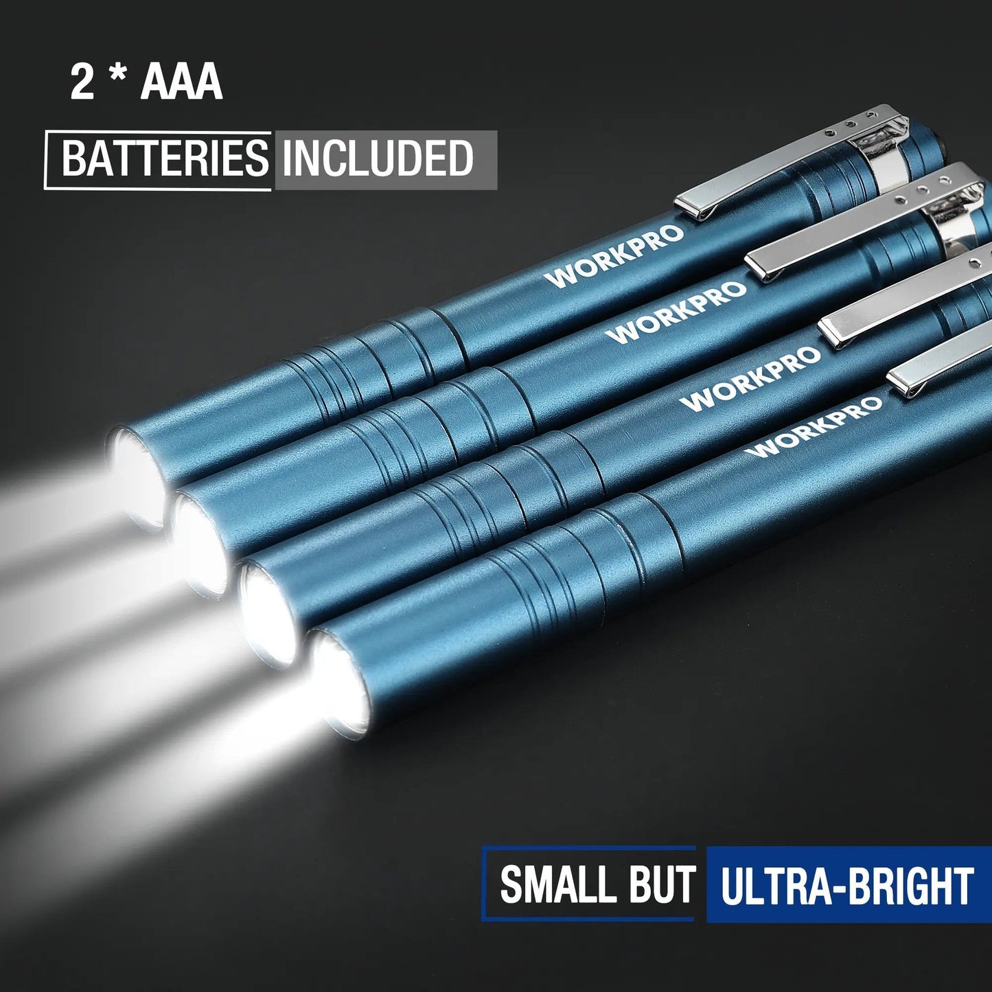 🛠️4-Pack LED Pen Light -Aluminum Pocket Pen Flashlight with Clip, Ultra Bright for Inspection, Emergency & Daily Use, 2AAA Batteries Included