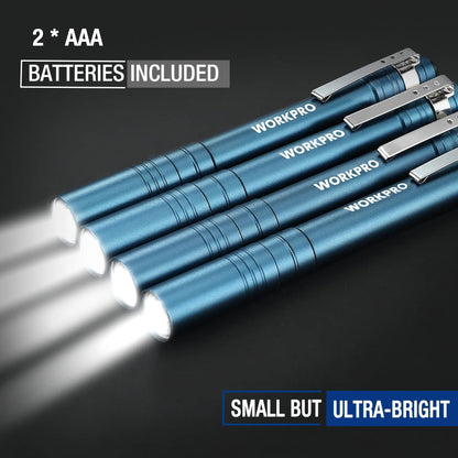 🛠️4-Pack LED Pen Light -Aluminum Pocket Pen Flashlight with Clip, Ultra Bright for Inspection, Emergency & Daily Use, 2AAA Batteries Included