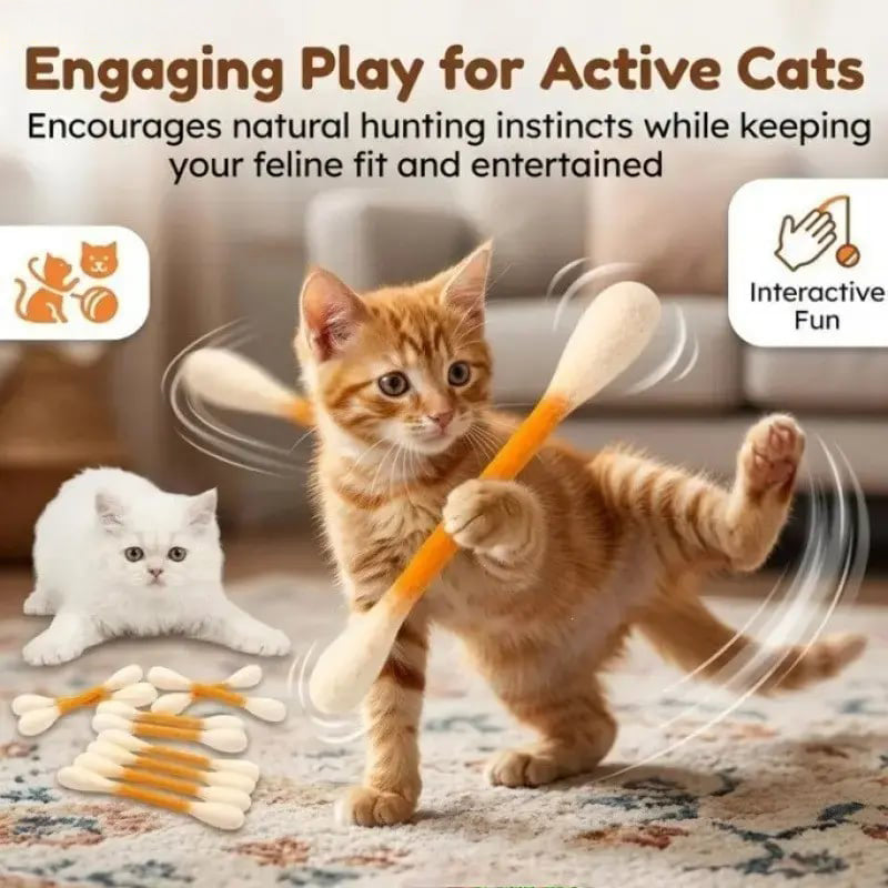 💥LAST DAY SALE 49% OFF💥 6 Pack Giant Cotton Swab Shaped Felt Cat Chew Toys
