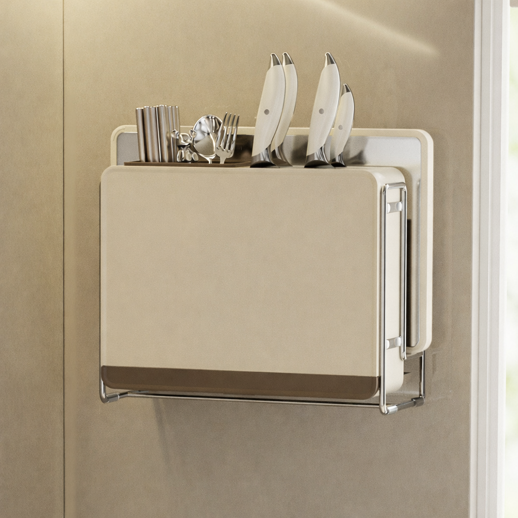 Multi-Functional Knife Block & Cutting Board Organizer