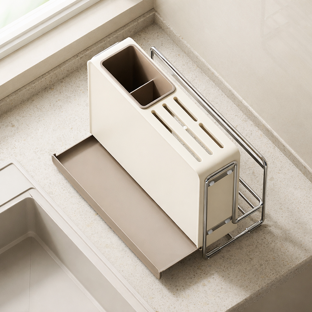 Multi-Functional Knife Block & Cutting Board Organizer