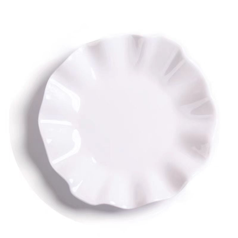 Modern White Lotus Leaf Ceramic Plate