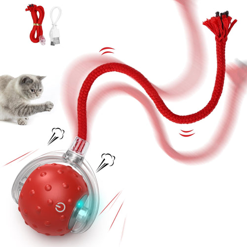 Interactive Cat & Dog Teaser Toy with Extra Tails & Rolling Ball