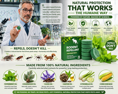 💥Limited-time event,🟢 Natural Peppermint Rodent Repellent Tablets – 12 Pack